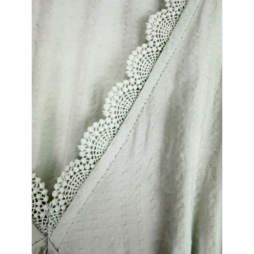 By The River Women's M Sage Green Maxi Dress Lace Trim Button Front Boho - Picture 6 of 14